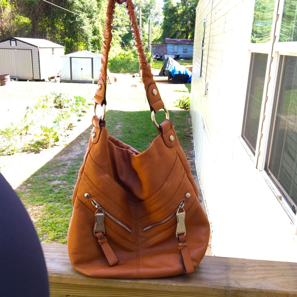 B Makowsky Brown Leather Shoulder Purse